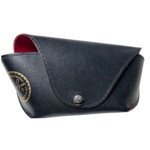 Ray-Ban Hard Sunglasses Case Black Red Lining Snap Closure‎ Unisex